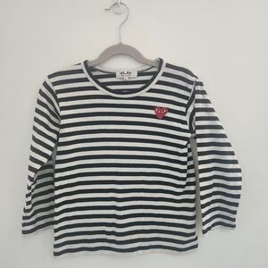 Comme des Garcons Kids Black and White Striped Long Sleeve Tee